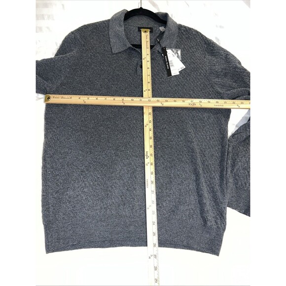 Tahari Polo Sweater Wool Blend Mens Medium Collared Knit Gray Preppy Casual NWT - Picture 12 of 16